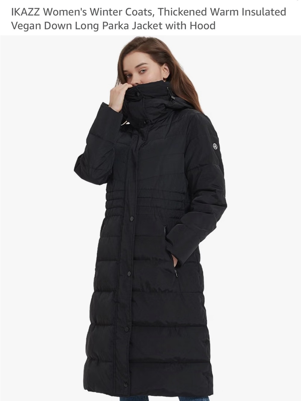Women's Black Down Long Puffer Parka with Hood